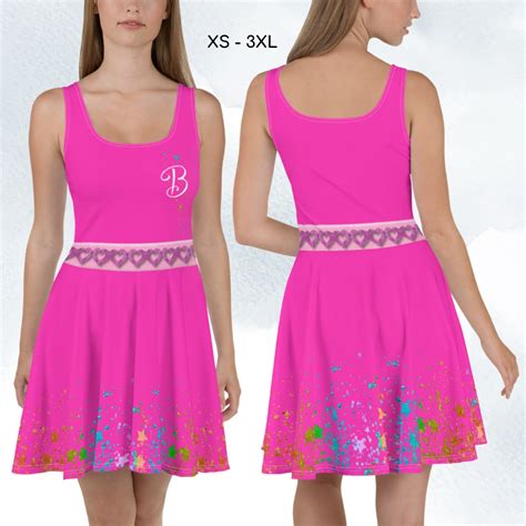 Barb Hot Pink Doll Dress Barbara Hit Summer Movie Hot Pink Skater Dress Halloween Dress Cosplay