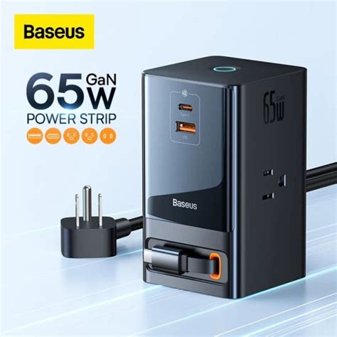 Baseus Powercombo Digital Power Strip Ac Usb Type C Retractable C