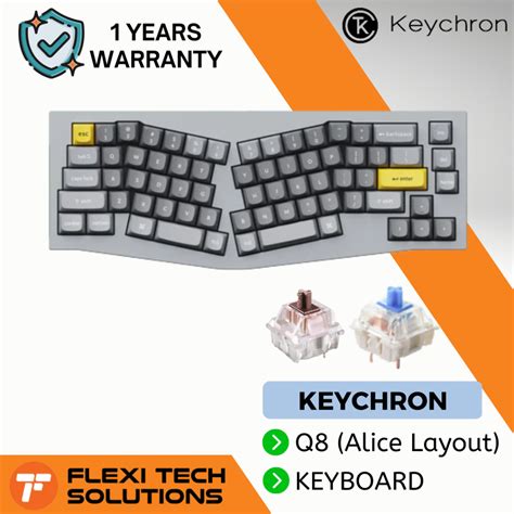 Keychron Q Alice Layout Hot Swap Rgb Fully Assembled Silver Grey Blue Brown Switch