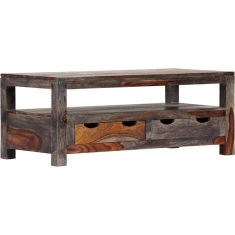 Mesa De Centro Madera Maciza De Sheesham Gris X X Cm Vidaxl