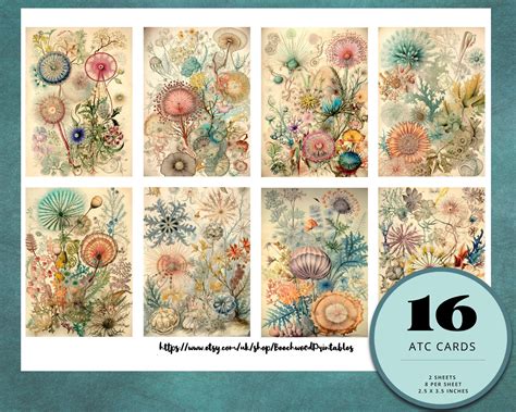 Vintage Ernst Haeckel Inspired ATC Cards Floral Journaling - Etsy UK