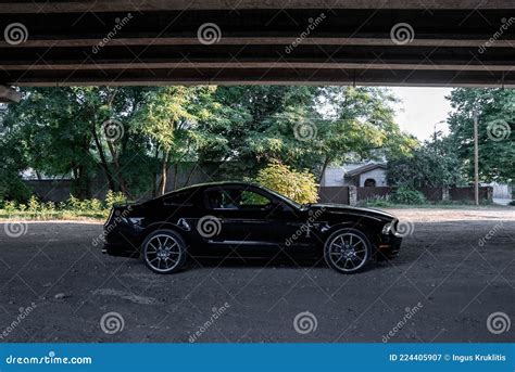 Black Ford Mustang Model Parked Sporty Legendary American Sportscar