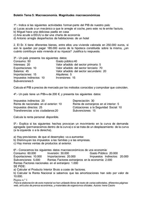 SOLUTION Ejercicios Macroeconom A Magnitudes Macroecon Micas Studypool