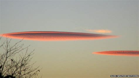 Lenticular clouds spotted at dusk - BBC Weather Watchers