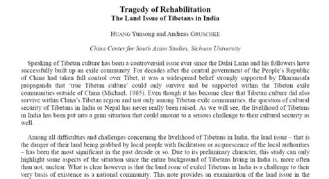 The Land Issue Of Tibetans In India