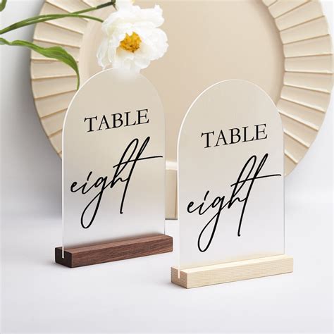 Frosted Acrylic Table Numbers Wedding Sign With Stands Wedding Table
