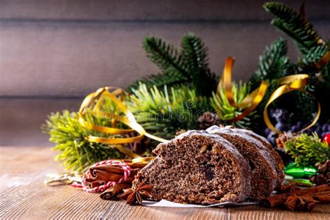 Homemade Christmas Chocolate Stollen Stock Photo Image Of Fruit