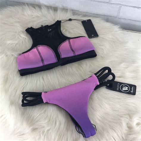 Wildfox Swim Nwt Wildfox Mesh Racerback Ombr Thong Bikini Xs Poshmark