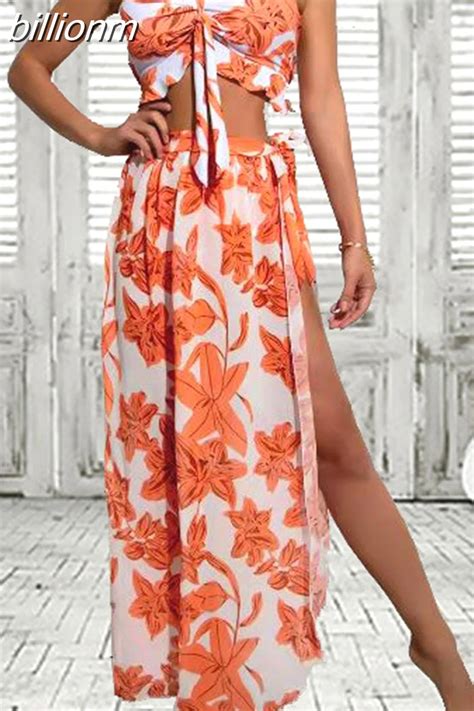 Billionm Pieces Ruffle Bikini Set Floral Print Women New Twisted Beach Swimsuit Female