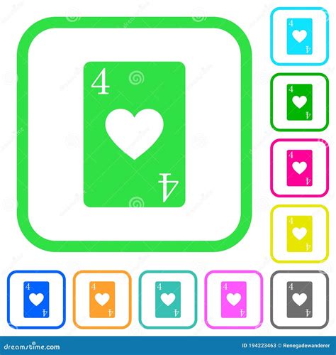 Four of Hearts Card Vivid Colored Flat Icons Stock Vector ...