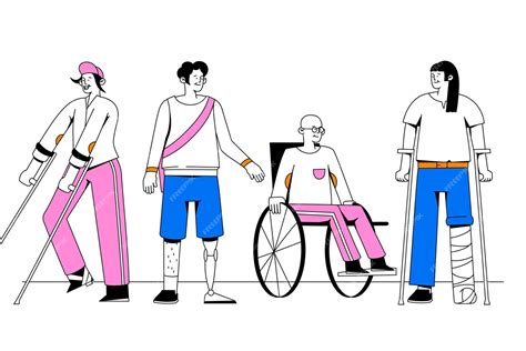 Premium Vector Hand Drawn People With Disabilities Illustration