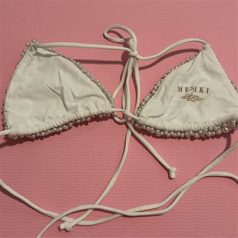 Meshki White Pearl Bikini Top Only Worn A Couple Depop
