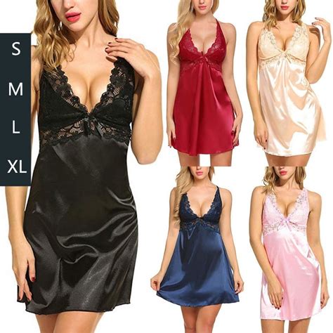 Ready Stock Ice Silk Satin Plus Size Sexy Sleepwear Sexy Lingerie