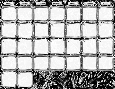June 2015 Printable Calendar Mixtape Life After Breakfast