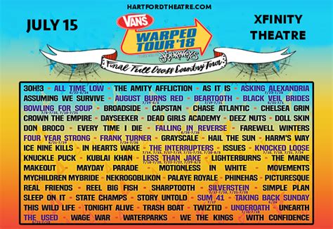 Vans Warped Tour Tickets | 15th July | XFINITY Theatre in Hartford ...