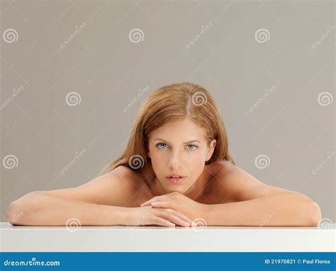 Beauty Portrait Blonde Woman Looking At Camera Stock Image Image Of
