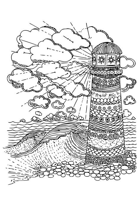 Free Printable Lighthouse Clouds Coloring Page For Adults And Kids