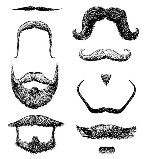 Conjunto De Bigote Y Divertida Barba De Hombres Hipster Y Retro Barbero O Peluquero Sobre Fondo