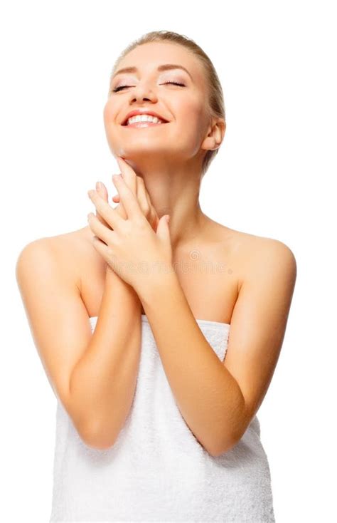 Belle Jeune Femme Avec Des Sourires Nus D épaules Image stock Image du blonde fermer 28229449