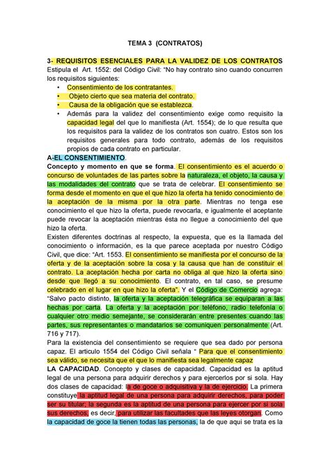 3 Requisitos Esenciales PARA LA Validez DE LOS Contratos TEMA 3