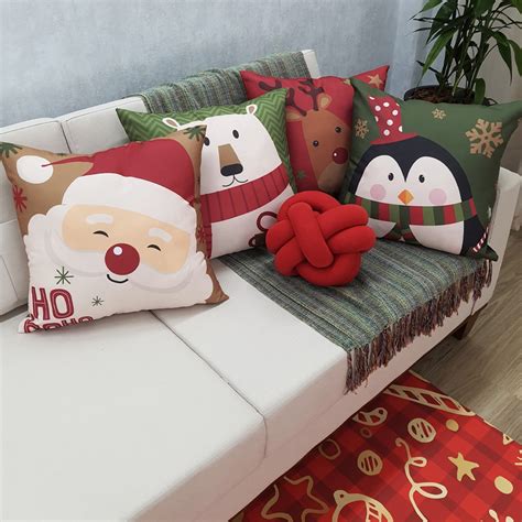 Kit Capas De Almofadas Decorativas Natalinas Papai Noel E Os Animais