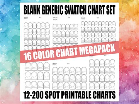printable color swatch chart mega pack diy generic colored pencils