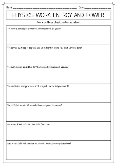 15 Physics Work Energy And Power Worksheet Free Pdf At