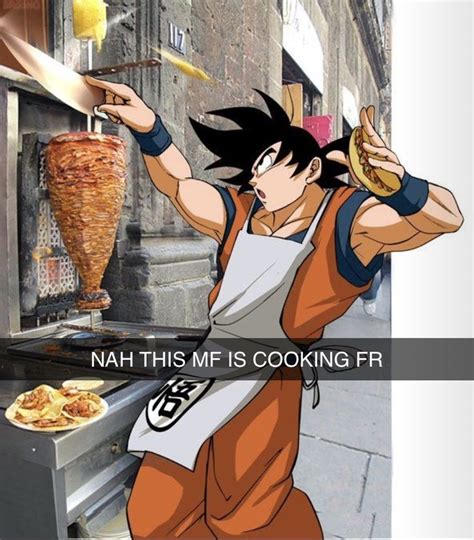 An Anime Character Is Cooking Food In Front Of A Grill With The Caption Nah This Mie Is Cooking Fr