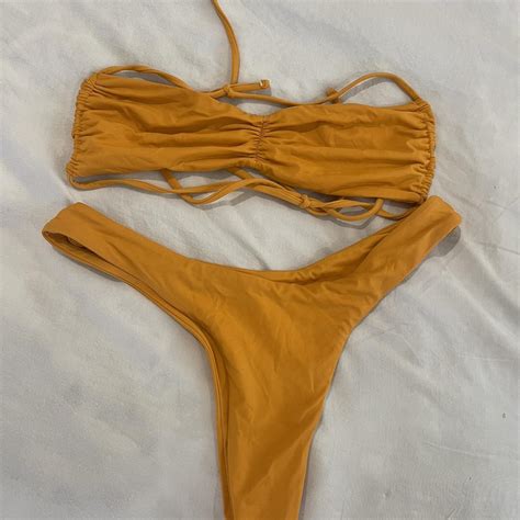 Subtitled Orange Bikini Set Size Top Is S Bottoms Depop