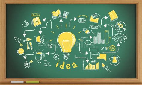 D Blackboard With Creative Process Sketch Stock Illustration