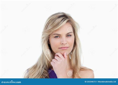 Serious Blonde Woman Looking At The Camera Stock Image Image Of Space