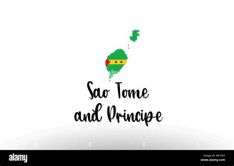 Sao Tome And Principe Country Big Text With Flag Inside Map Suitable