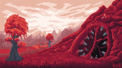 ArtStation - Terraria Inspired Crimson Biome : Pixel Animation