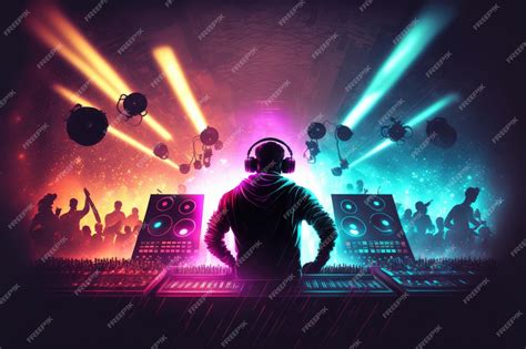 Premium Photo | Dj playing and mixing music in nightclub party at night