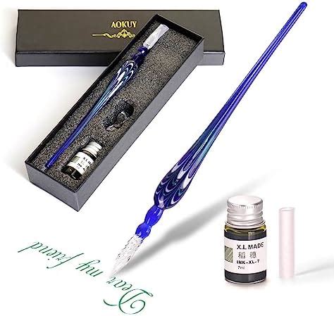 Gullor Glass Dip Pen Bamboo Shape Handmade Glass Signature Pen Crystal