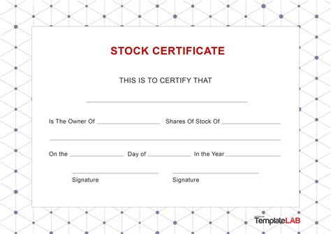 19 Free Stock Certificate Templates (Word, PDF) ᐅ TemplateLab