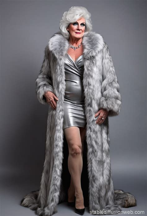Mature Crossdresser In Silver Fox Fur Coat Prompts Stable Diffusion Online