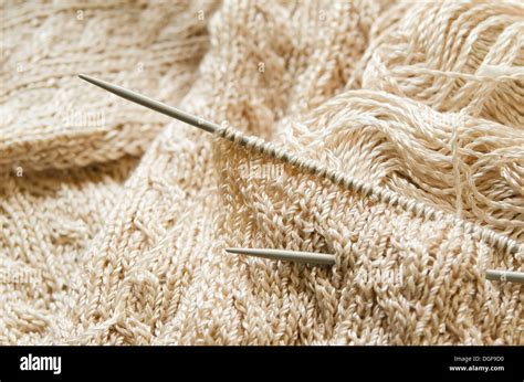 Knitting Work In Progress Knitting Needles And Yarn Stock Photo Alamy