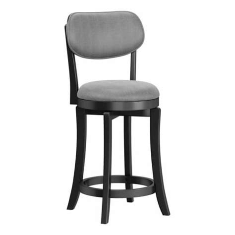 Bowery Hill Transitional Wood Fabric Swivel Counter Stool In Black