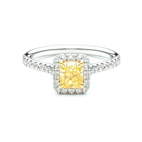 Delicate Fancy Yellow Diamond Halo Engagement Ring Jm Edwards Jewelry