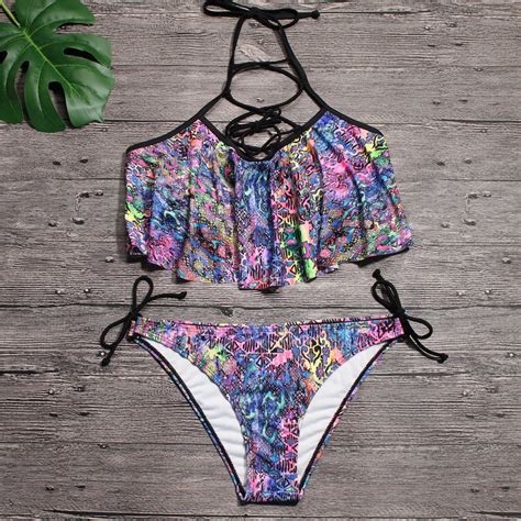 Women Sexy Bikini Two Piece Swimsuit Floral Suit Back Tie Swimwear Swimwear And Bikini Price