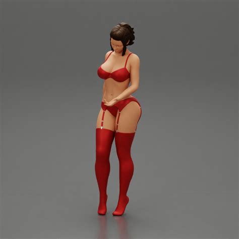3D Printable Sexy Girl Standing In Lingerie Bikini By 3DGeschaft Miniatures Figures
