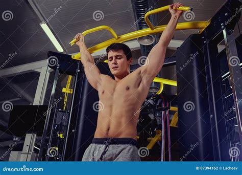 athlete  pulling    gym stock photo image  fitness