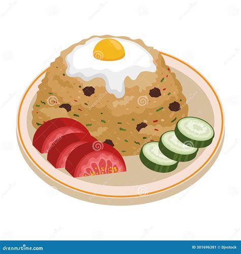 Indonesia food nasi goreng stock vector. Illustration of goreng - 301696381