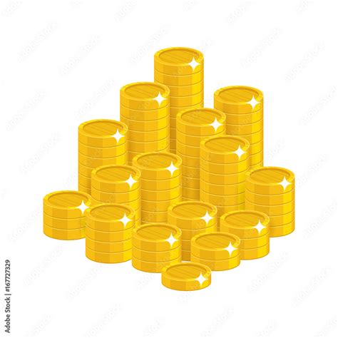 Gold coins mountain cartoon styl isolated. The mountain of shiny gold ...