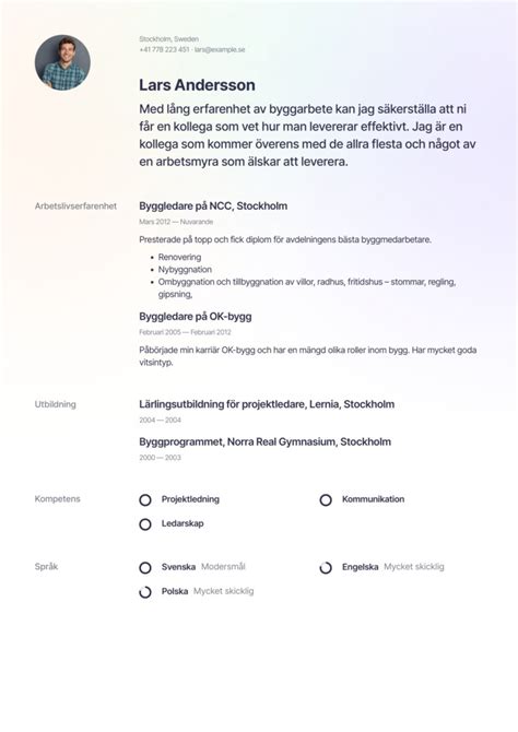 Cv Byggarbetare Skrivtips Och Cv Exempel Cvmall Se