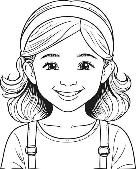 Premium Vector Girl Outline Drawing For Coloring Book