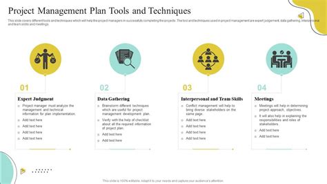 Project Management Plan Tools And Techniques Ppt Example