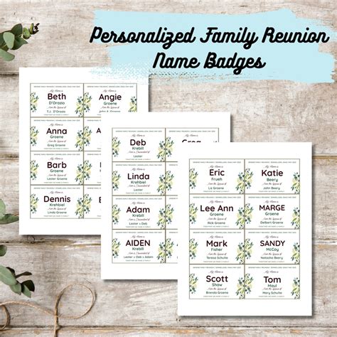 Personalized Family Reunion Name Tags Data Merge Name Tags for Family ...