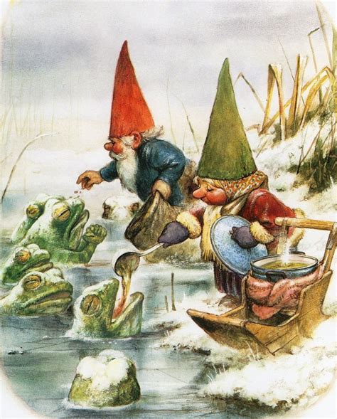 Vintage Art Print By Rien Poortvliet Gnome Elf David And Lisa 80s Frogs